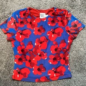 Princess Polly Bold Move top, size 4 NWT, red / blue floral